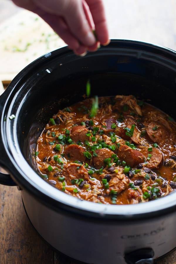 Creole Chicken and Sausage in a slowcooker.