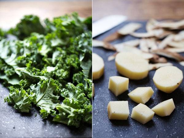 Kale and potatoes.