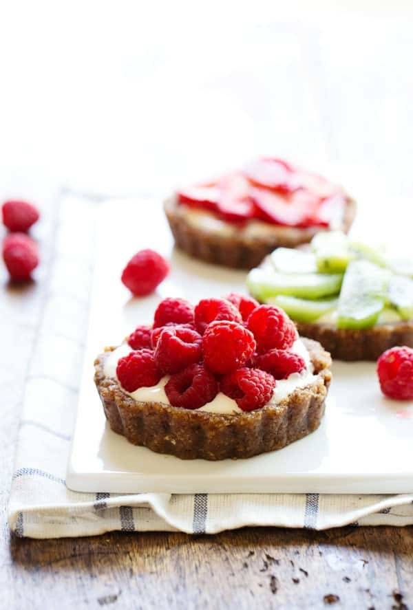 Fruit Pizzas with raspberries.