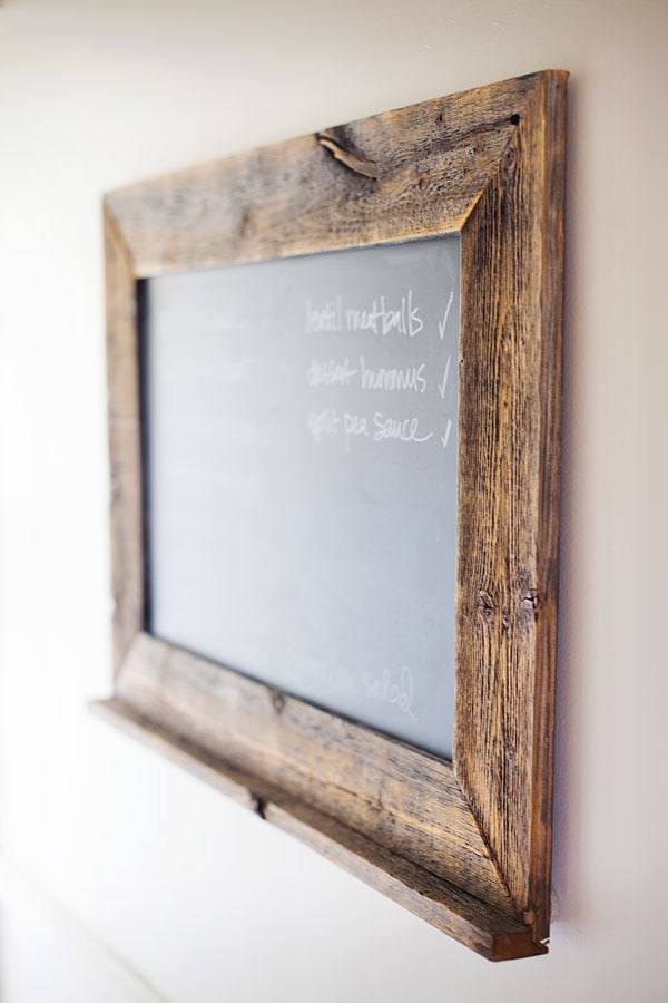 Reclaimed wood chalkboard.