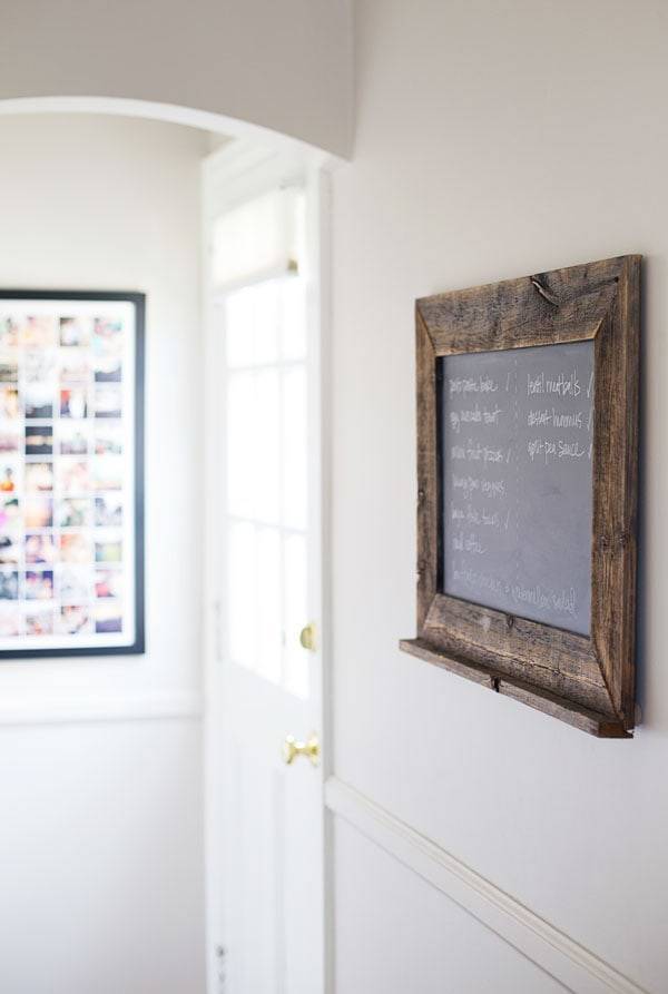 Chalkboard in entry way.