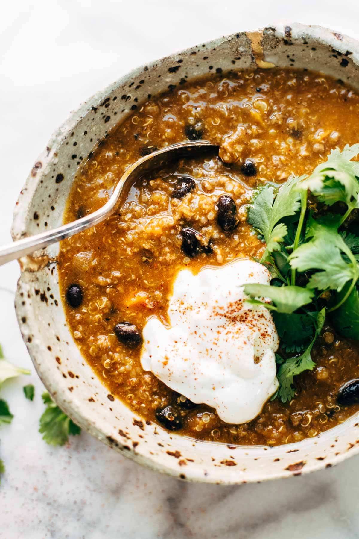 Sweet Potato Turkey Chili - just five basic ingredients for this delicious real food chili recipe! Sweet potatoes, black beans, turkey, onions, and spices. | pinchofyum.com