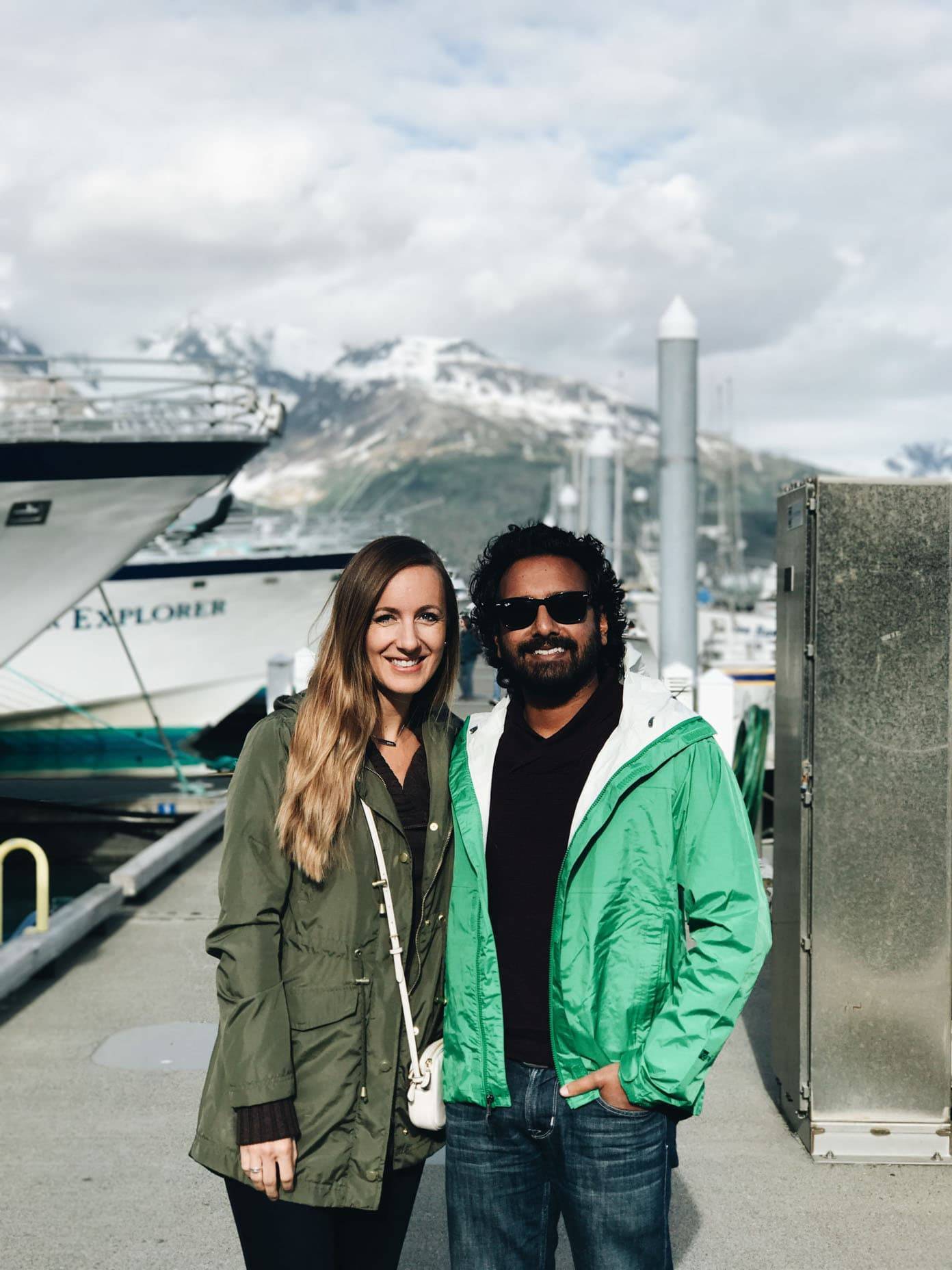 Man and woman on a dock.