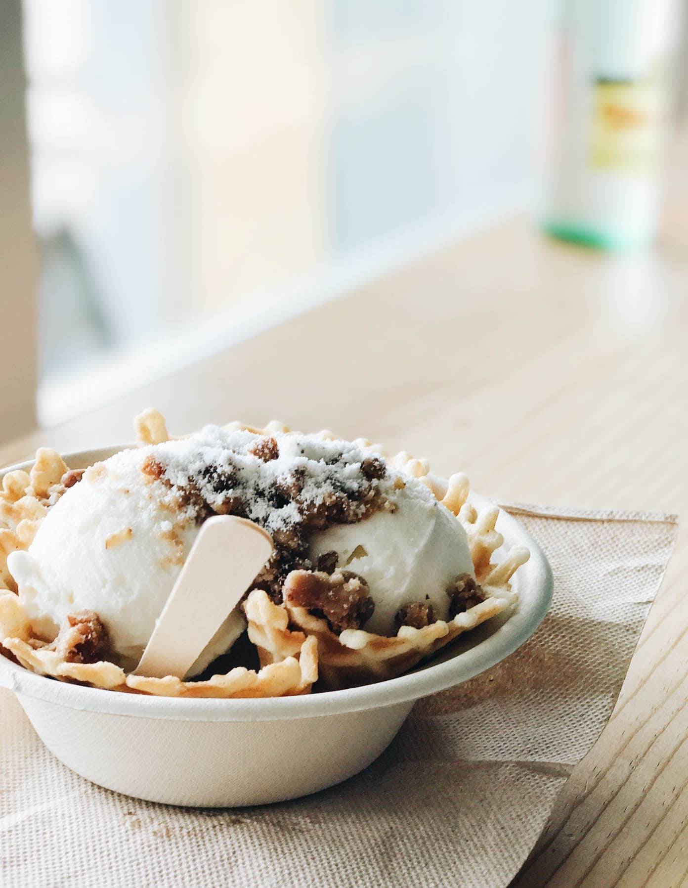 Ice cream in a bowl.