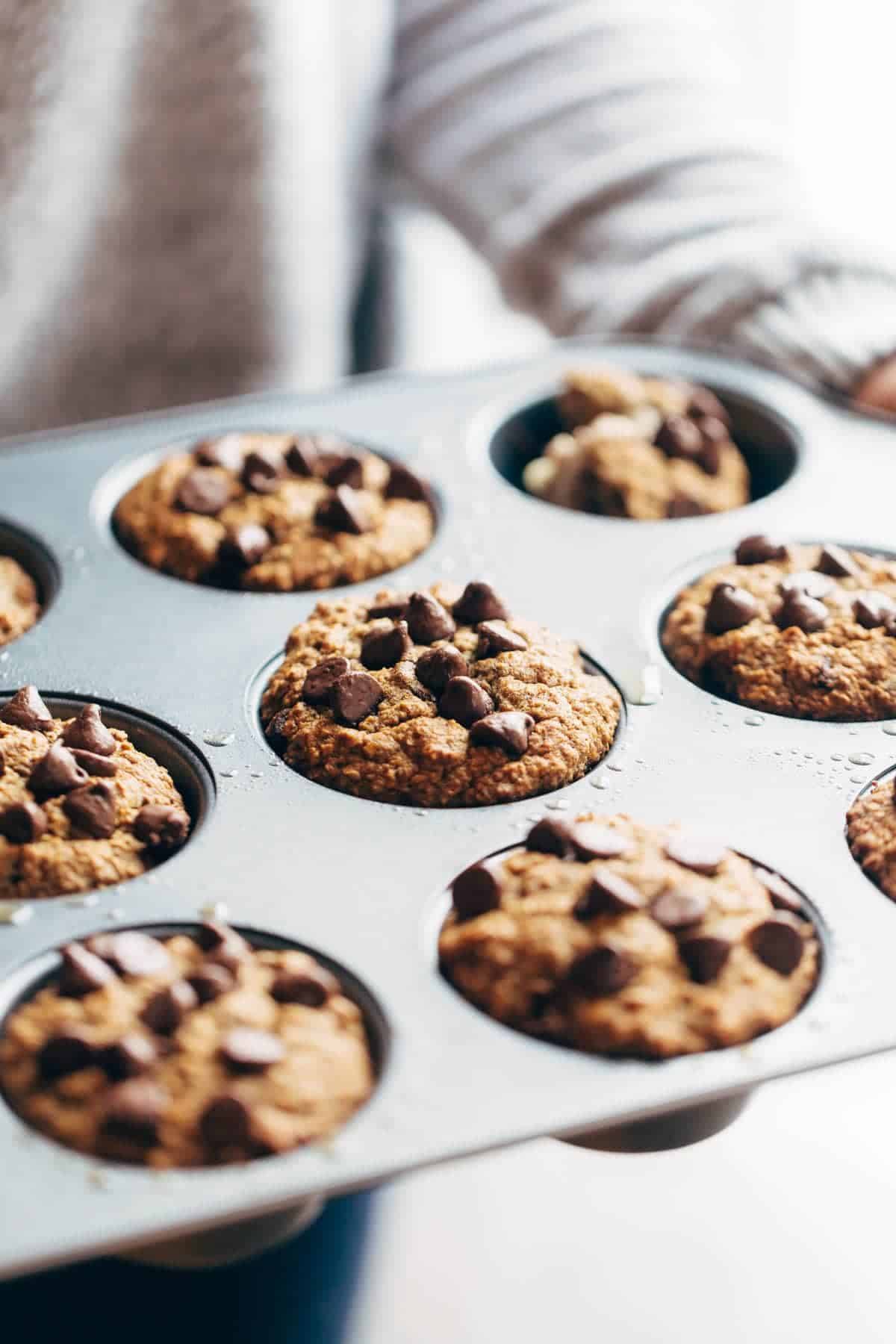 Banana Bread Muffins in a pan