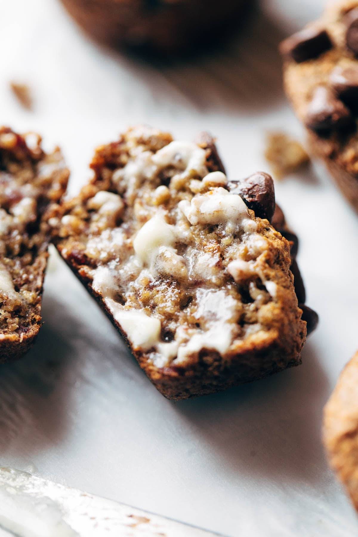 Banana Bread Muffins with melted butter