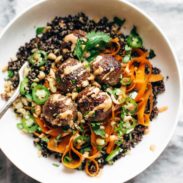 Banh Mi Bowl in a bowl with fork.