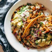 Buffalo chicken tacos on a plate