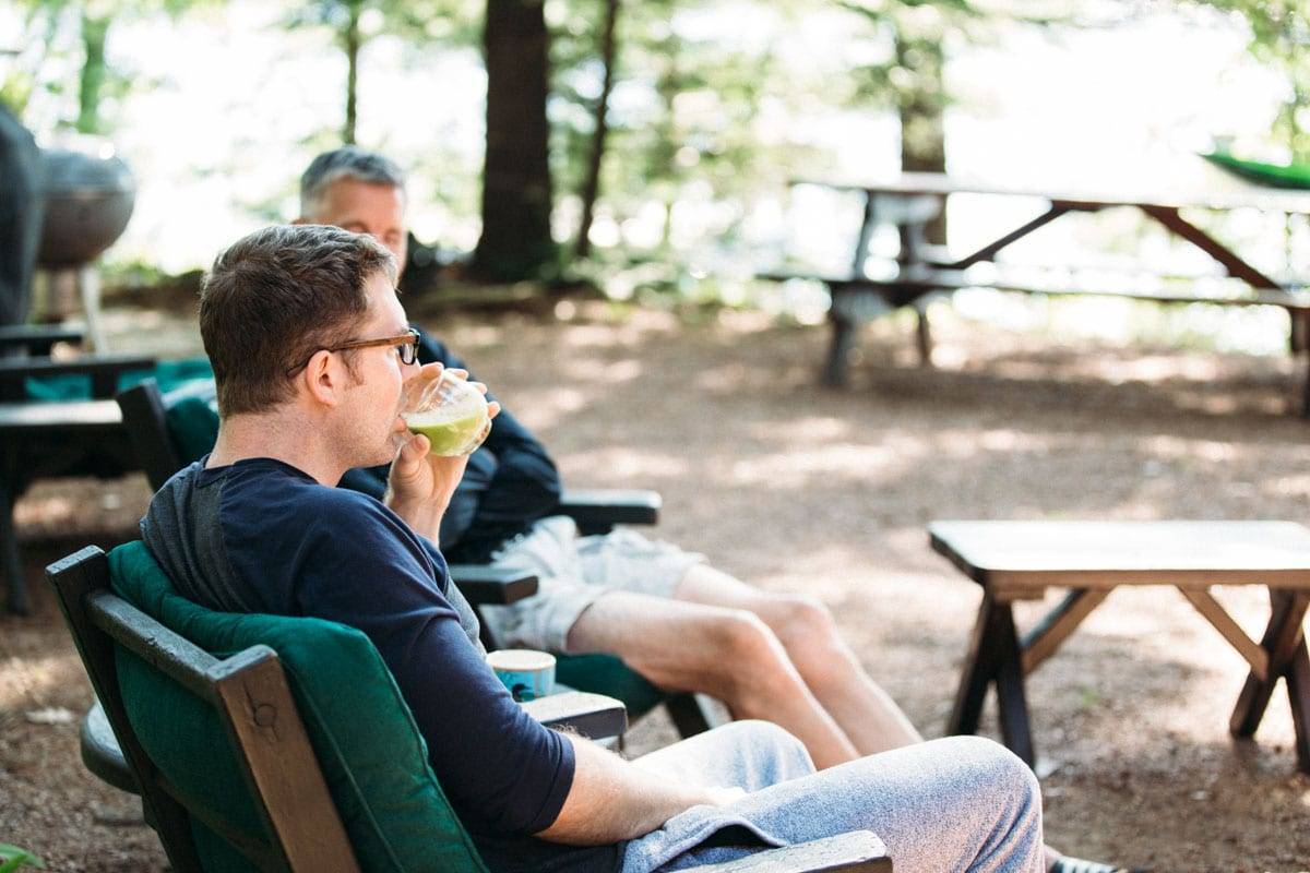 Men sitting in chairs.