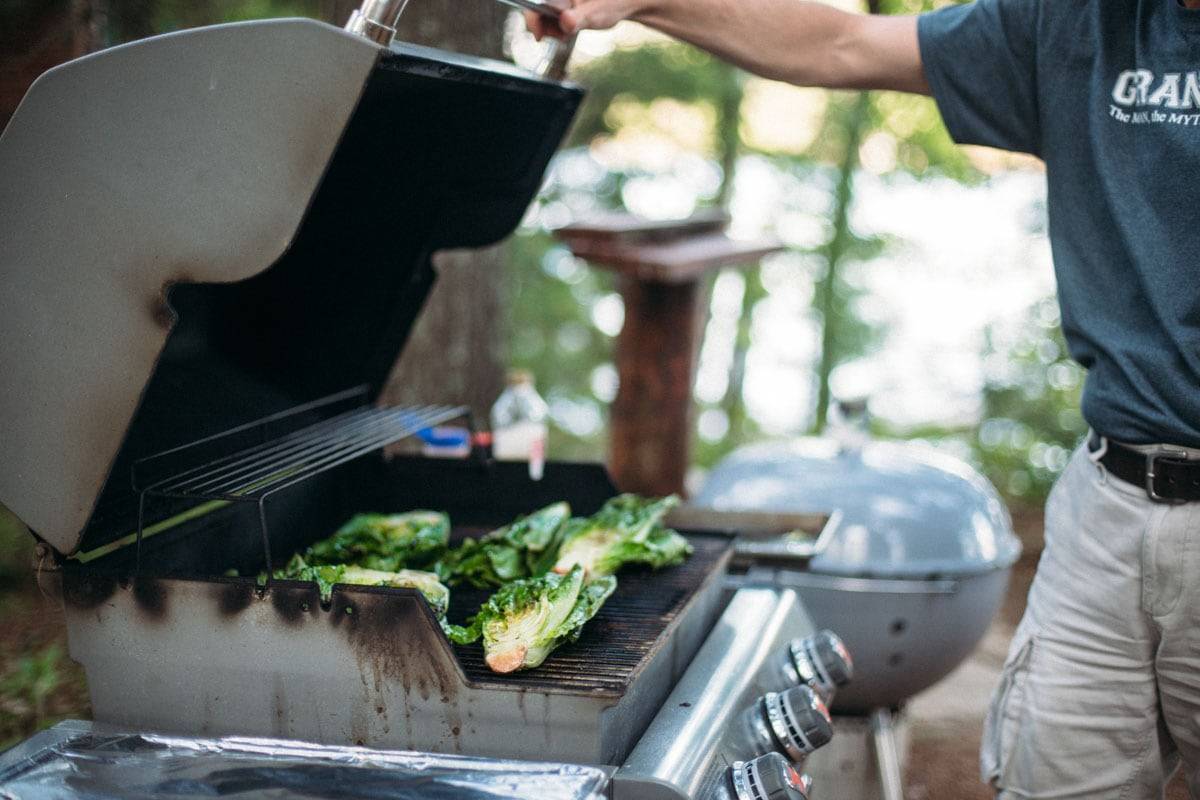 Grilling lettuce.