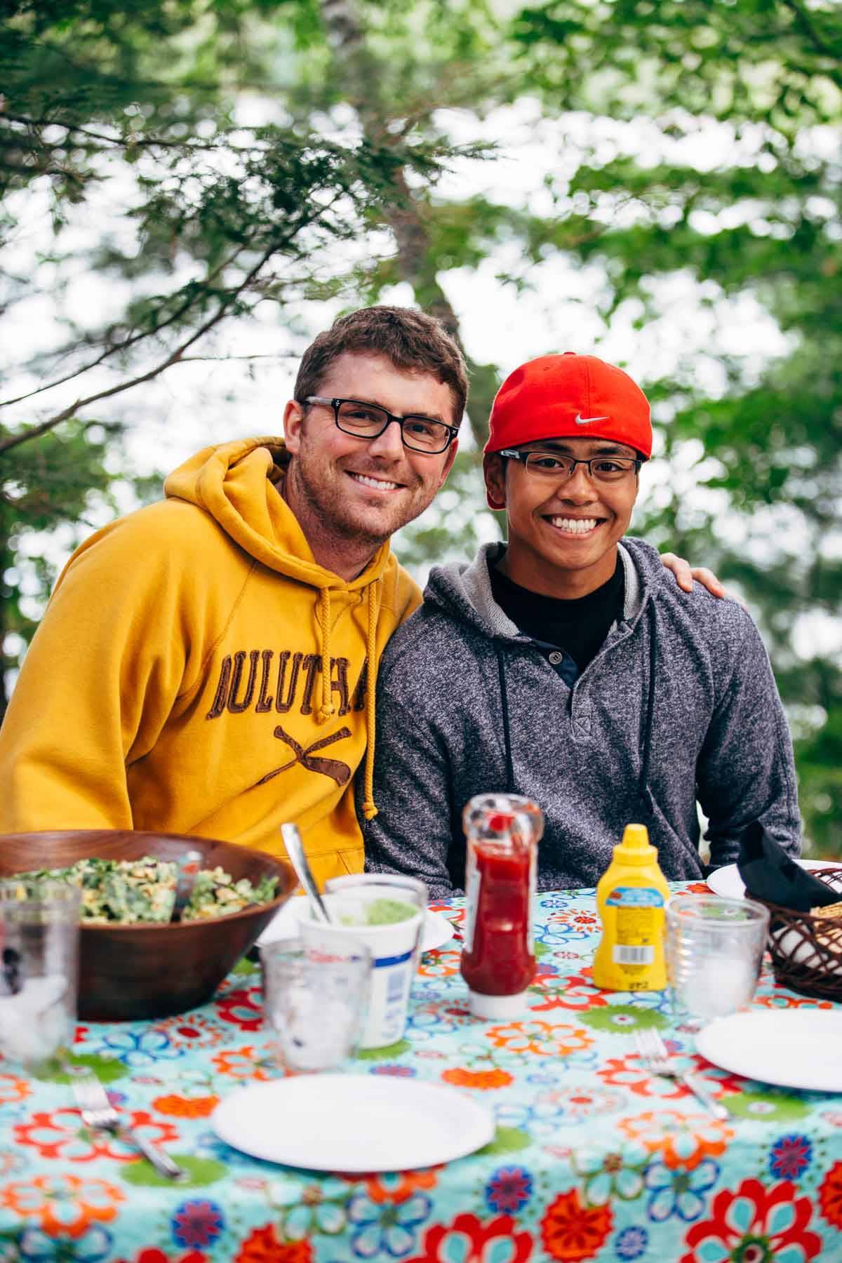 Two men at a table.