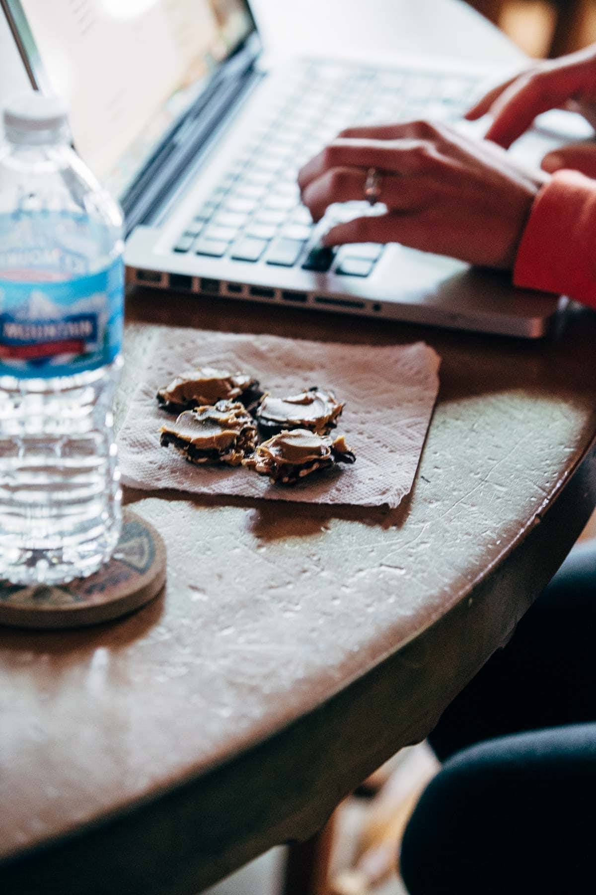 Cookies on a napkin.