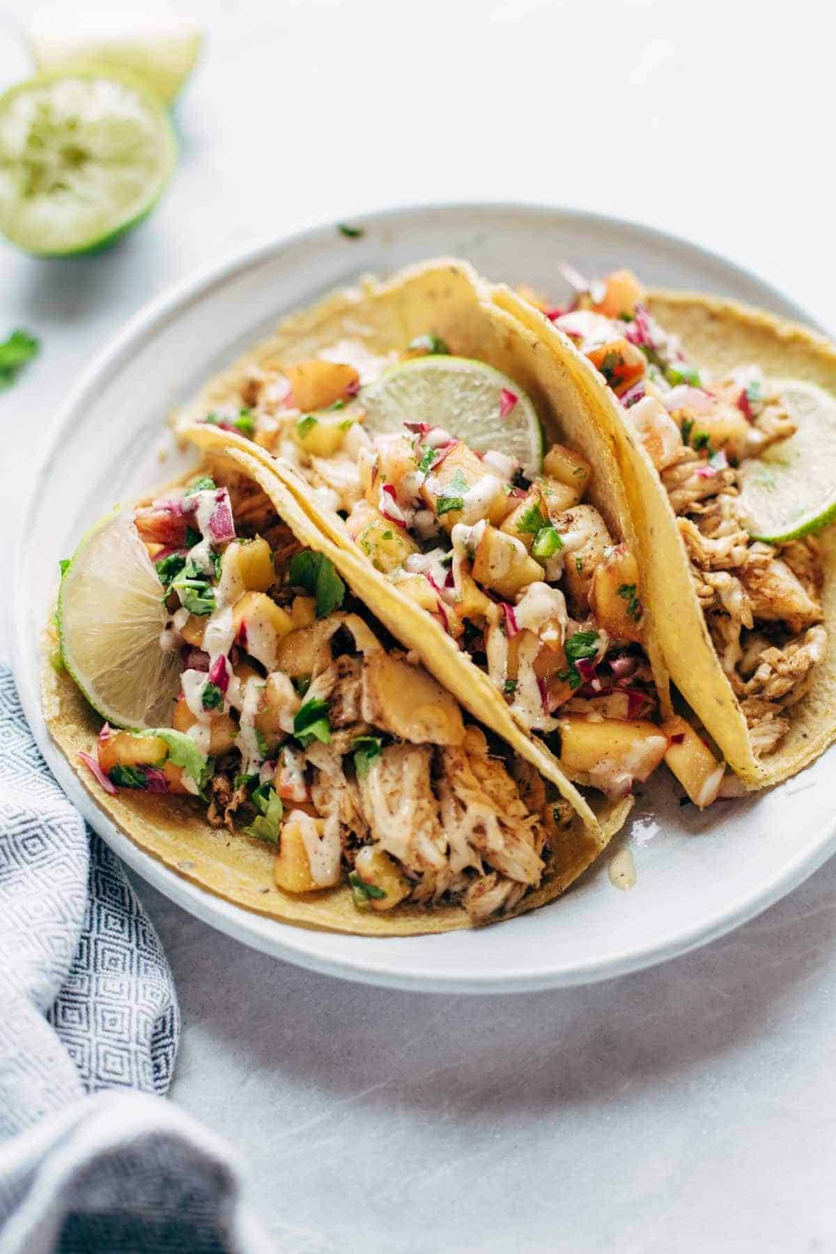 Fish tacos on a plate.