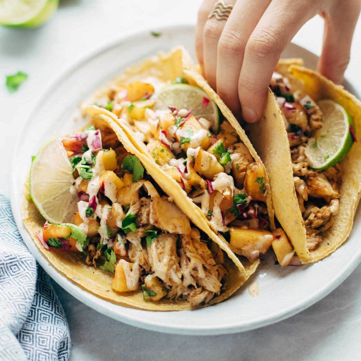 Chili Lime Fish Tacos on a plate.