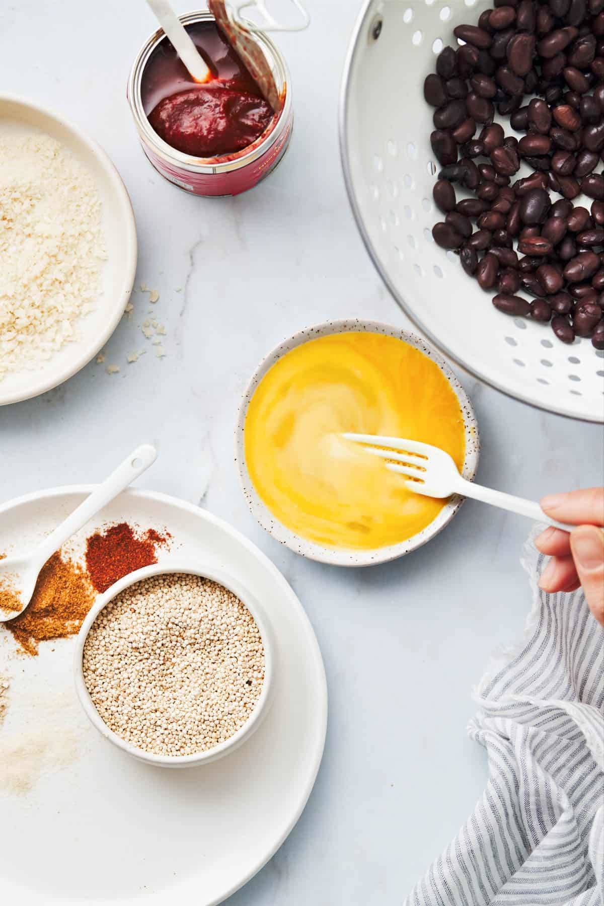 Ingredients for quinoa burgers.