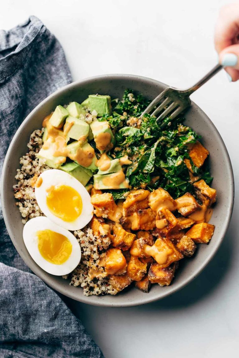 Chipotle tahini bowl with egg.