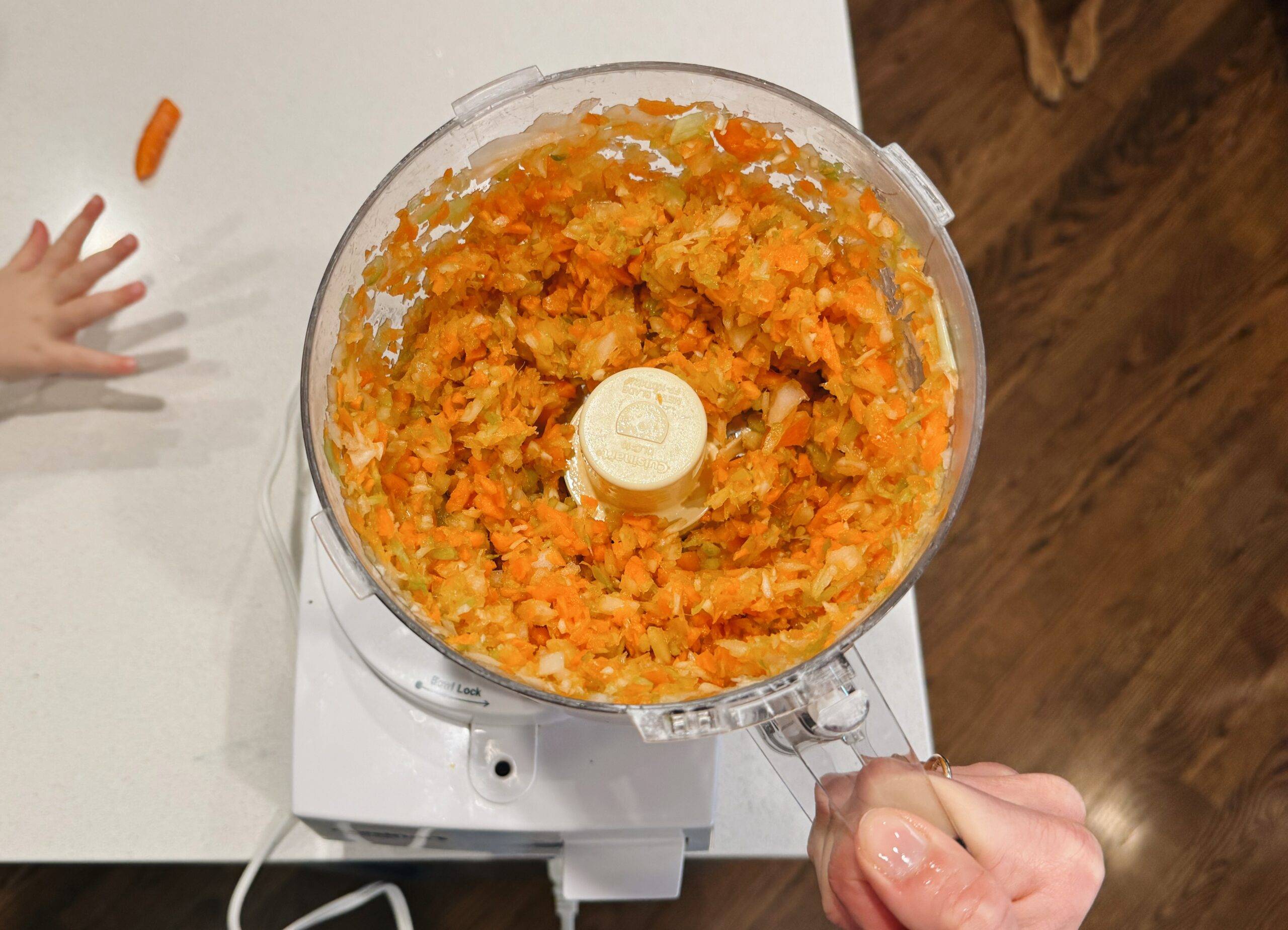 Chopping veggies in a food processor