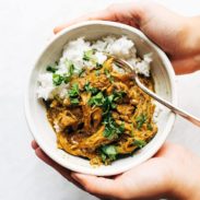 Tandoori chicken in bowl with rice.