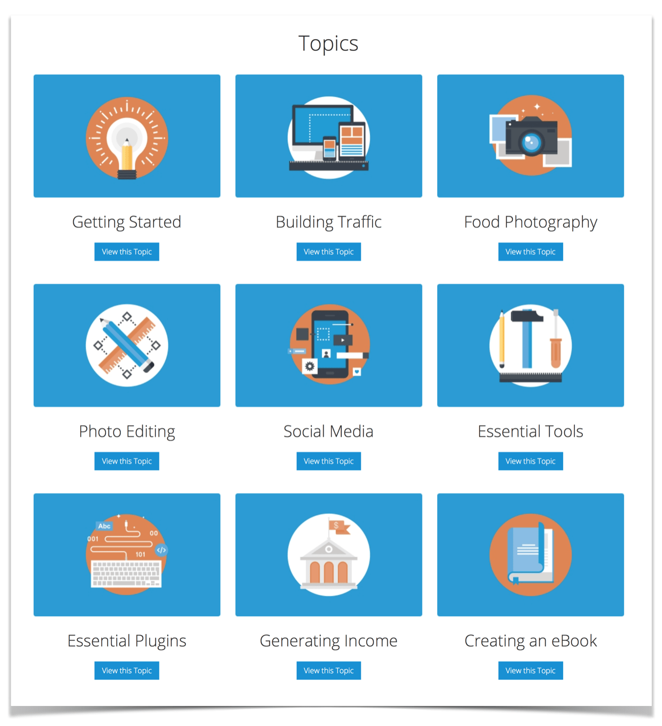 Course topics page.