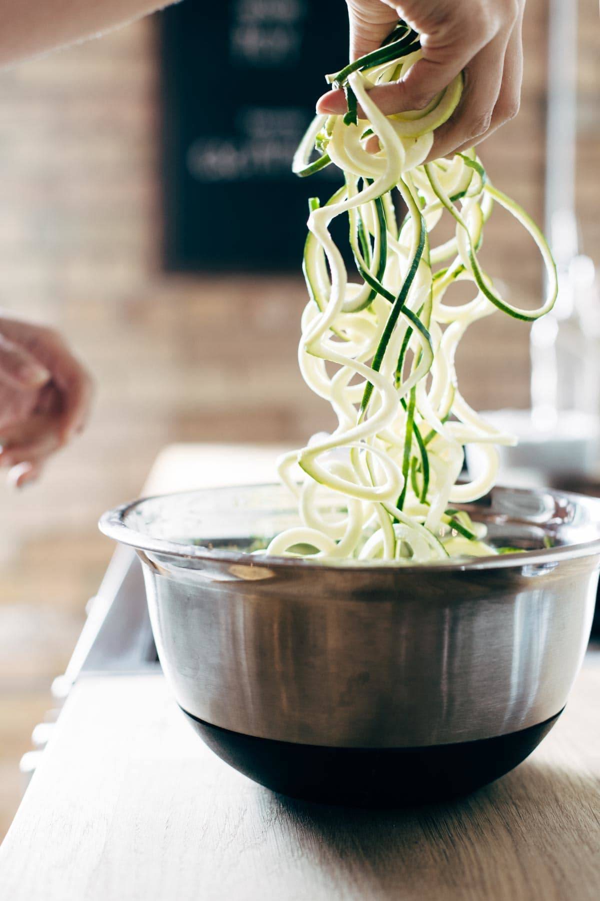 Zoodles in a bowl.