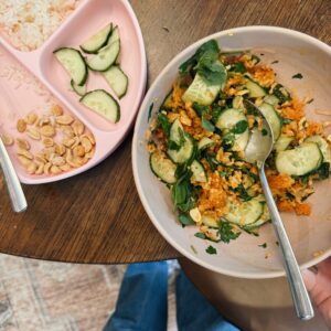 Kids plate of crispy rice salad.