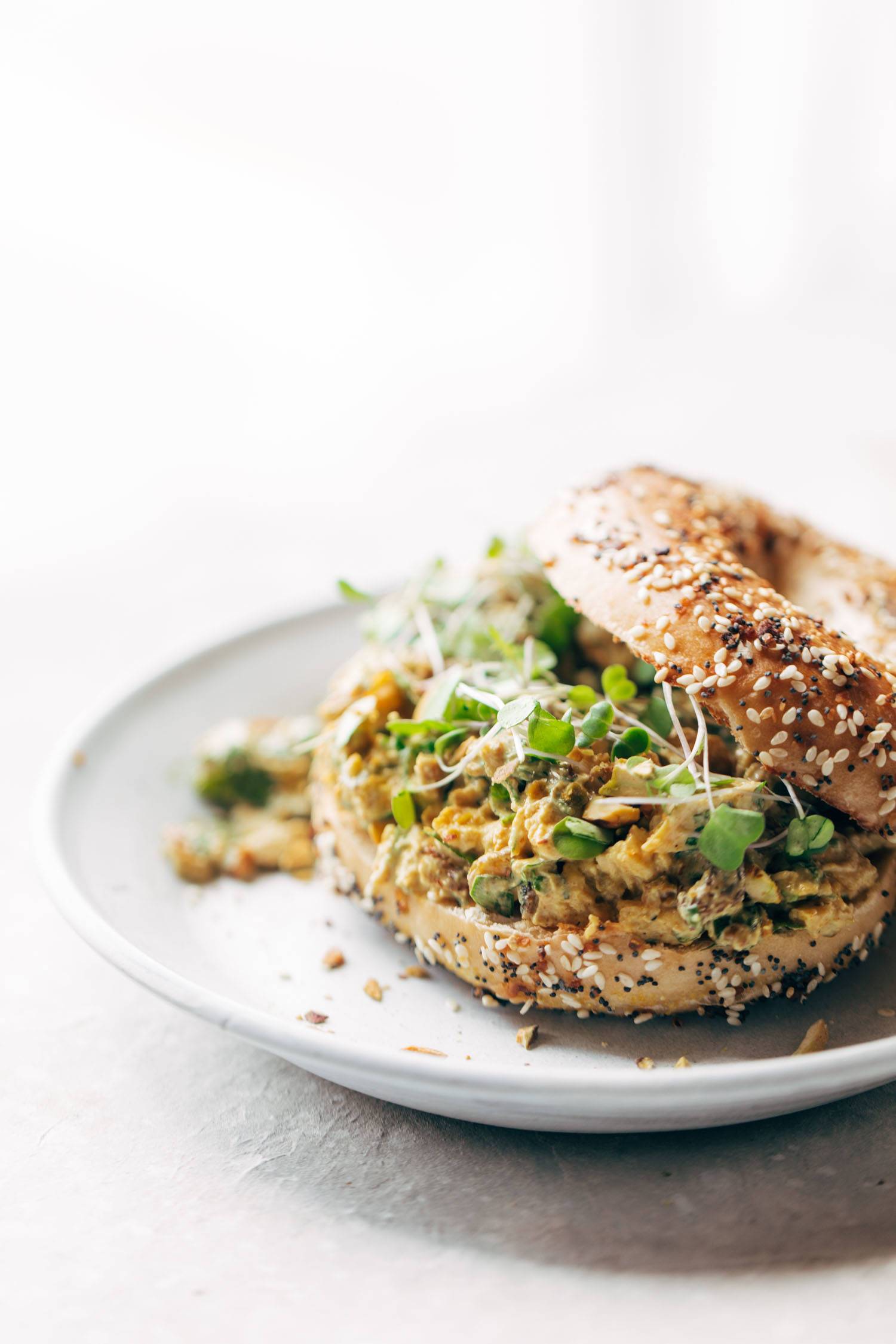 Curry Chicken Salad on a bagel.