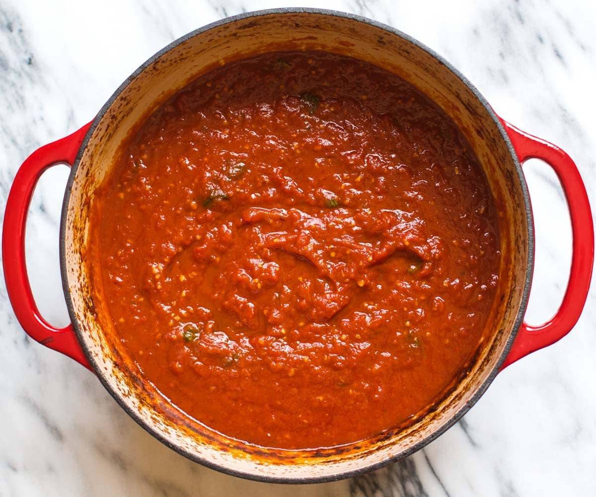 Homemade Tomato Sauce in the Dutch Oven (and 9 other easy one-pot recipe ideas)! | pinchofyum.com