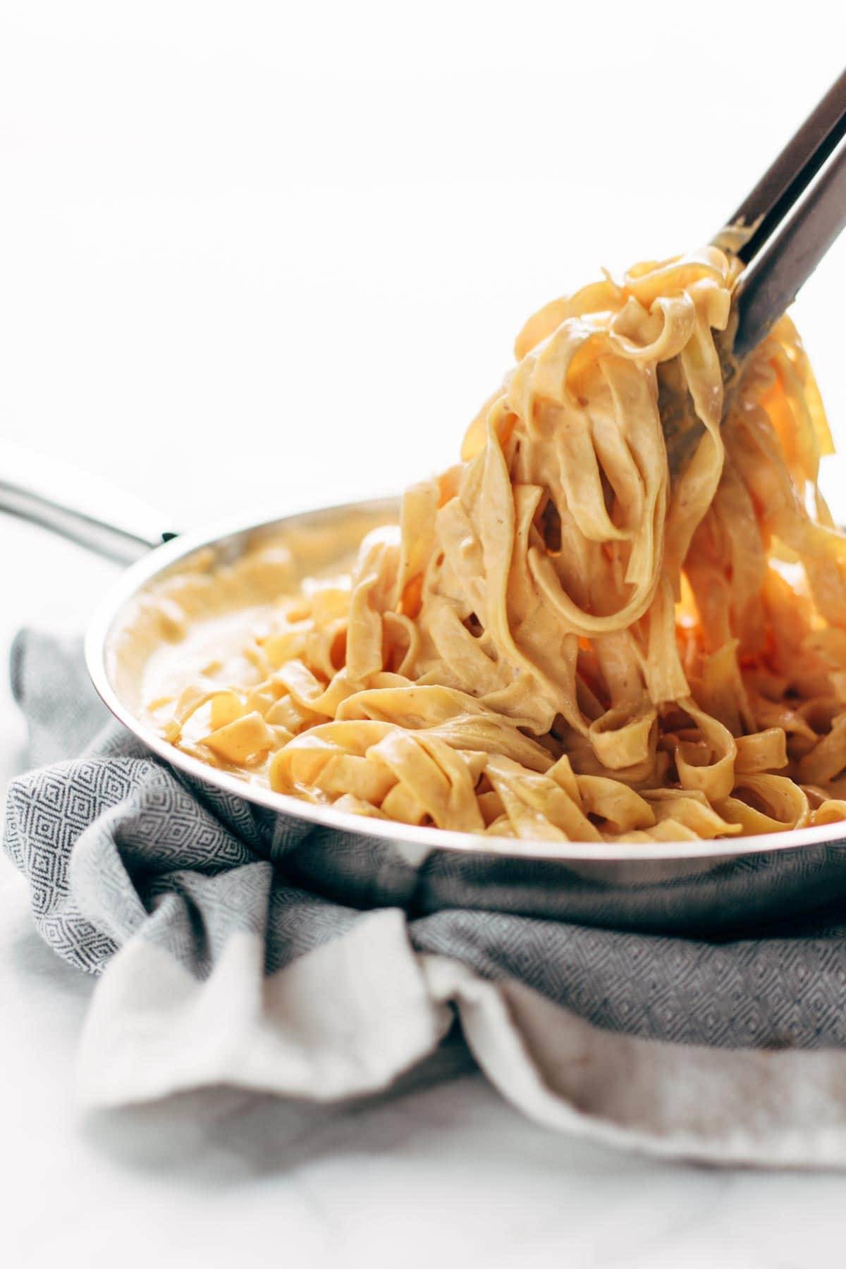 5 Ingredient Pumpkin Alfredo - creamy, luscious, and so super simple. Perfect fall comfort food! | pinchofyum.com