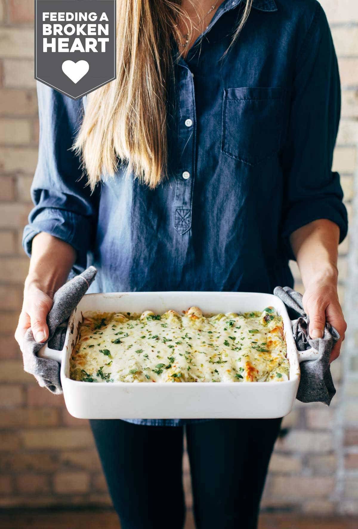 Enchiladas Verdes, with a simple homemade roasted tomatillo sauce that will make your tastebuds rock out. Plus chicken and cheese and tortillas. Super yum. | pinchofyum.com