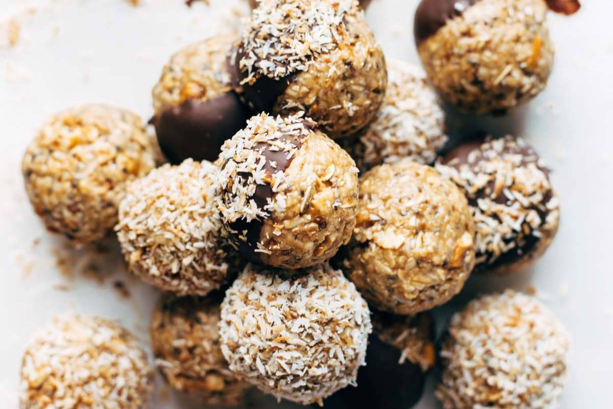 Energy Bites with chocolate and coconut.