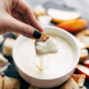 Cheese Fondue with bread dipped in.