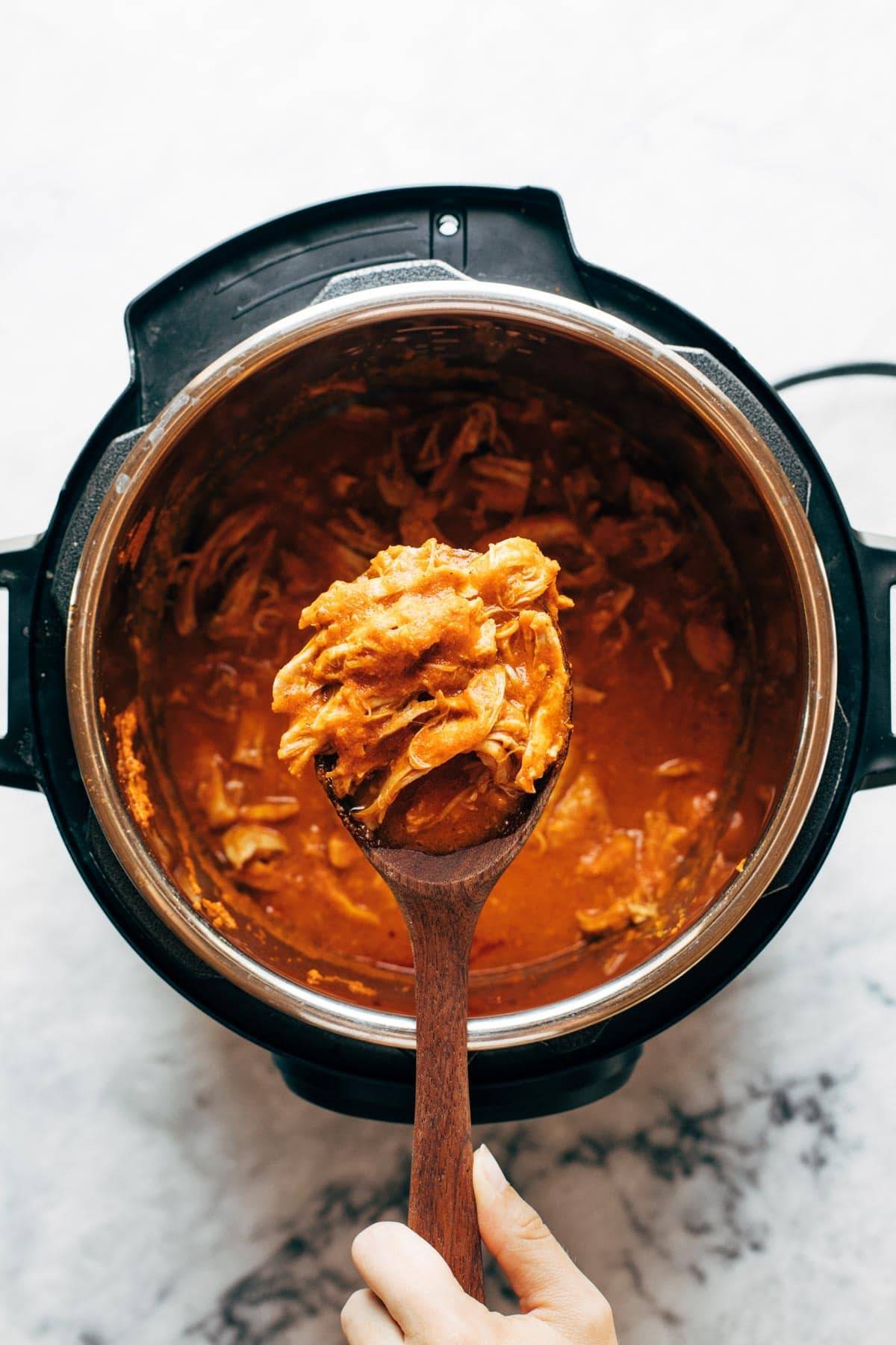 A bowl of chicken tinga.