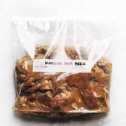 Korean barbecue beef frozen in a packet.