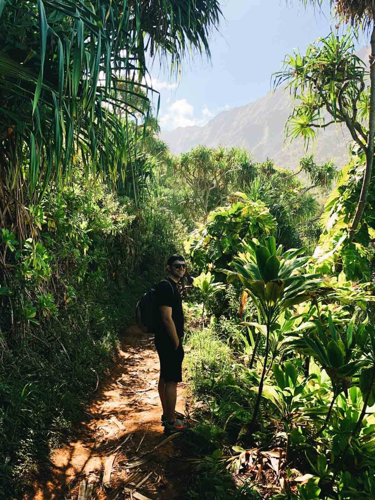 Man walking on a trail.