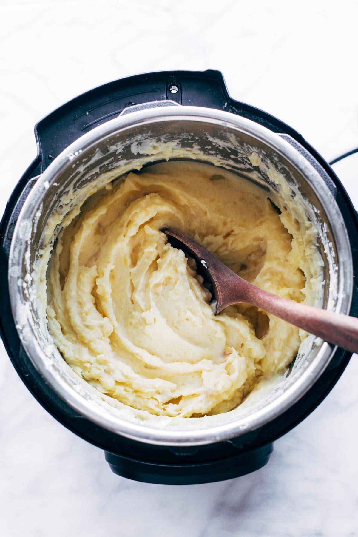 Instant Pot Mashed Potatoes finished in the Instant Pot.