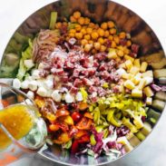 The LA chop salad in a bowl.