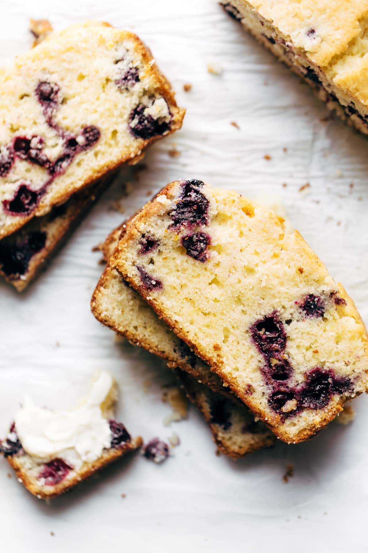 Blueberry Lemon Bread in a stack.