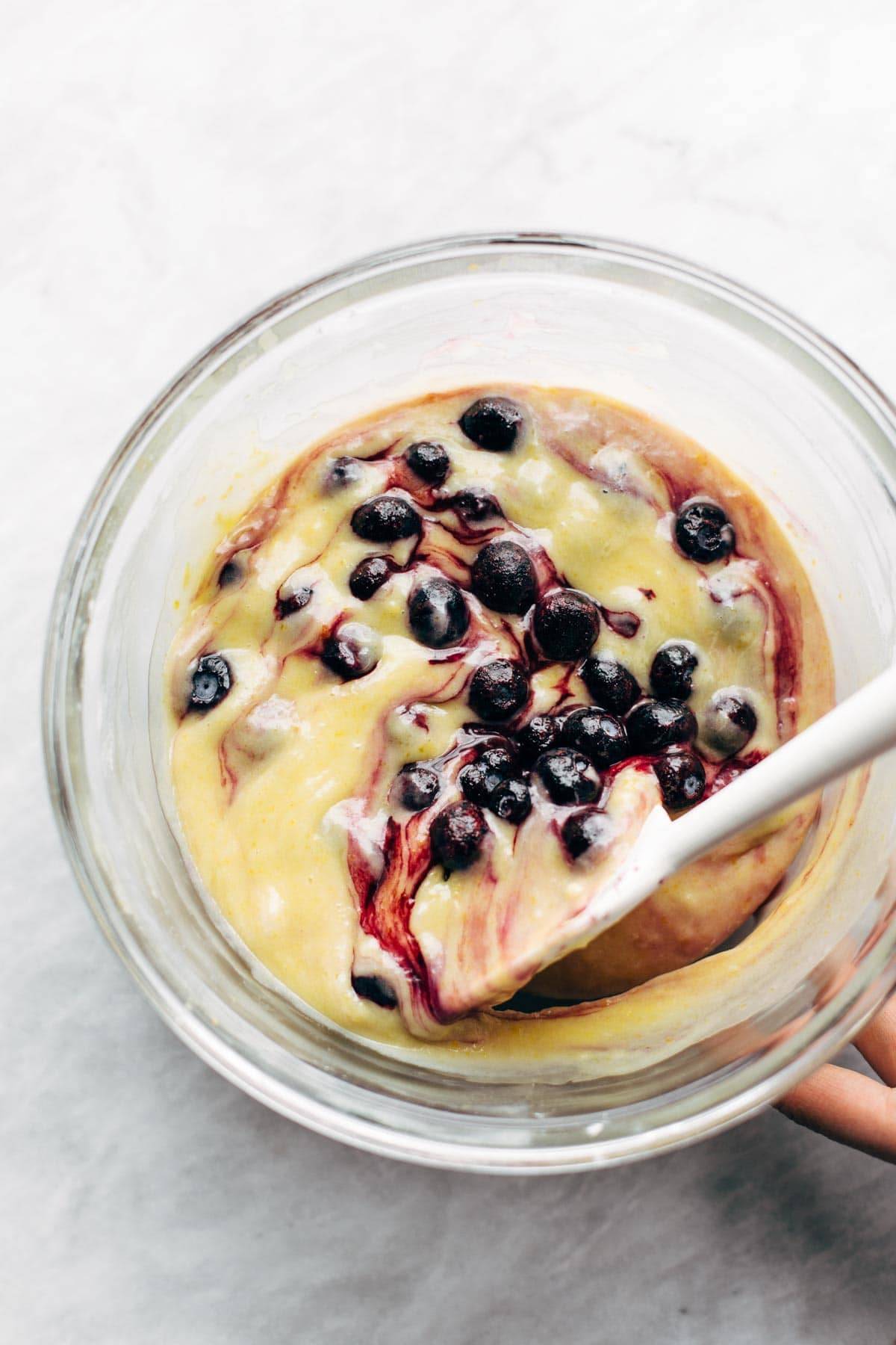 Blueberry Lemon Bread batter in a bowl.