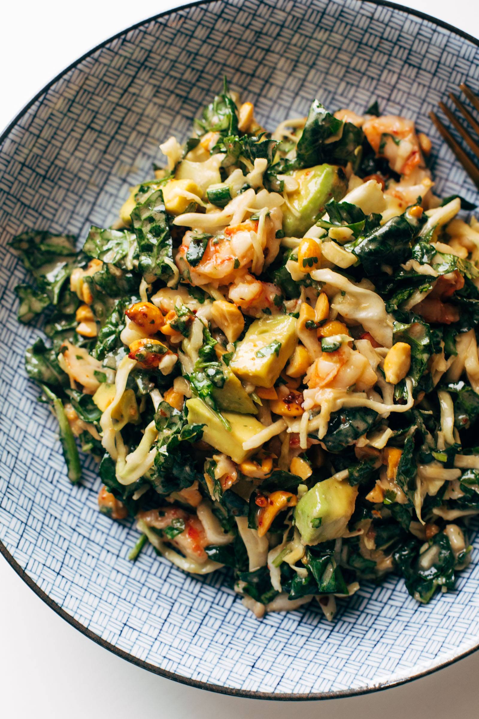 Close-up of miso crunch salad in a bowl