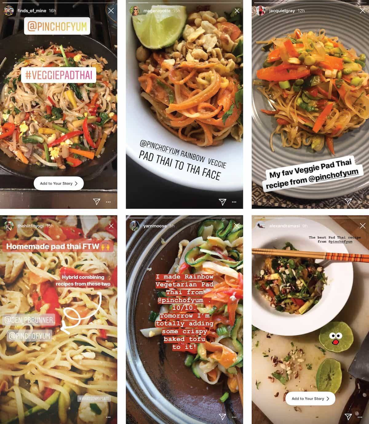 Instagram images of Pad Thai.