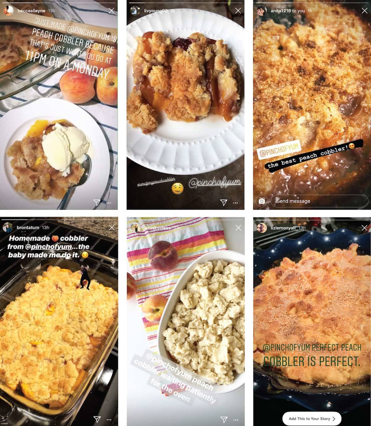 Instagram images of Peach Cobbler.