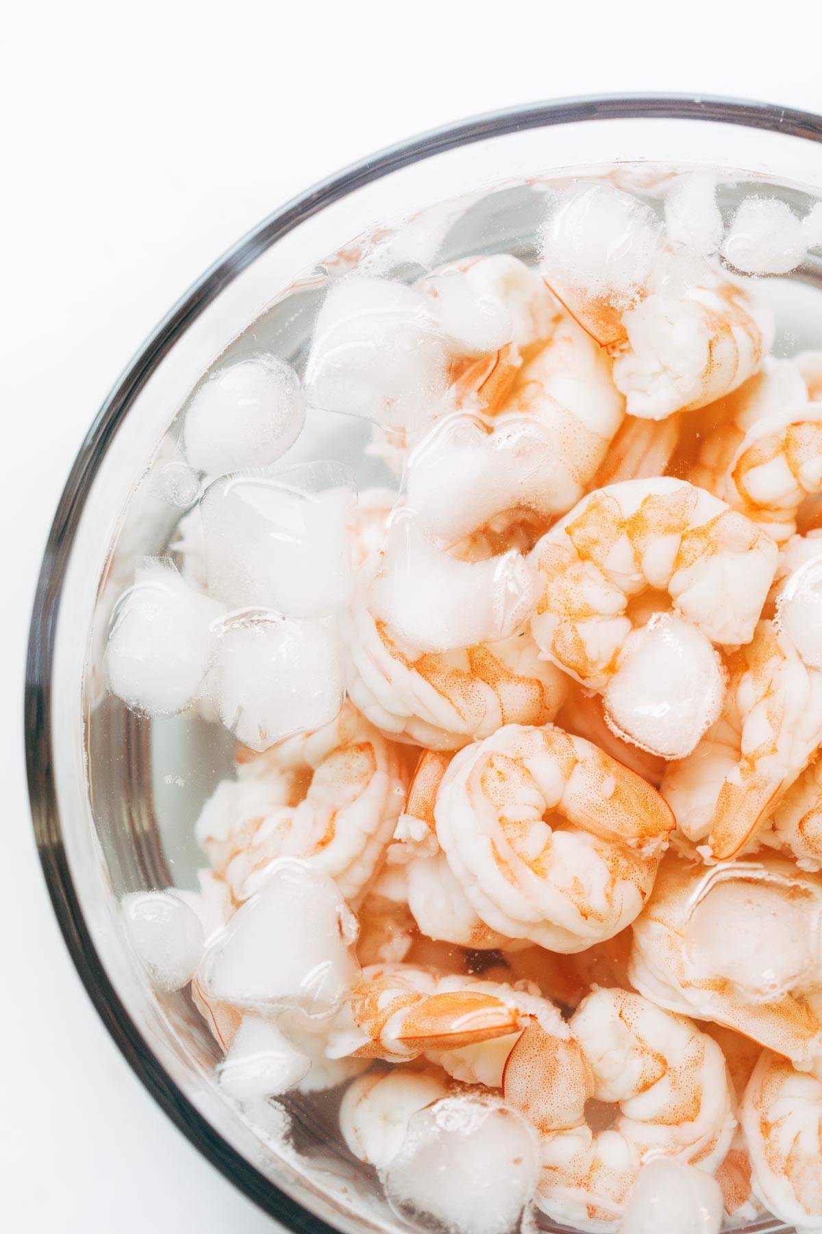 Poached shrimp for avocado shrimp salad.