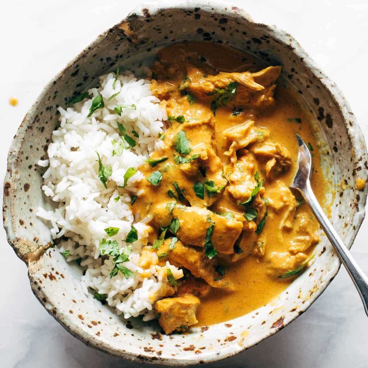 Instant Pot Butter Chicken in a bowl.