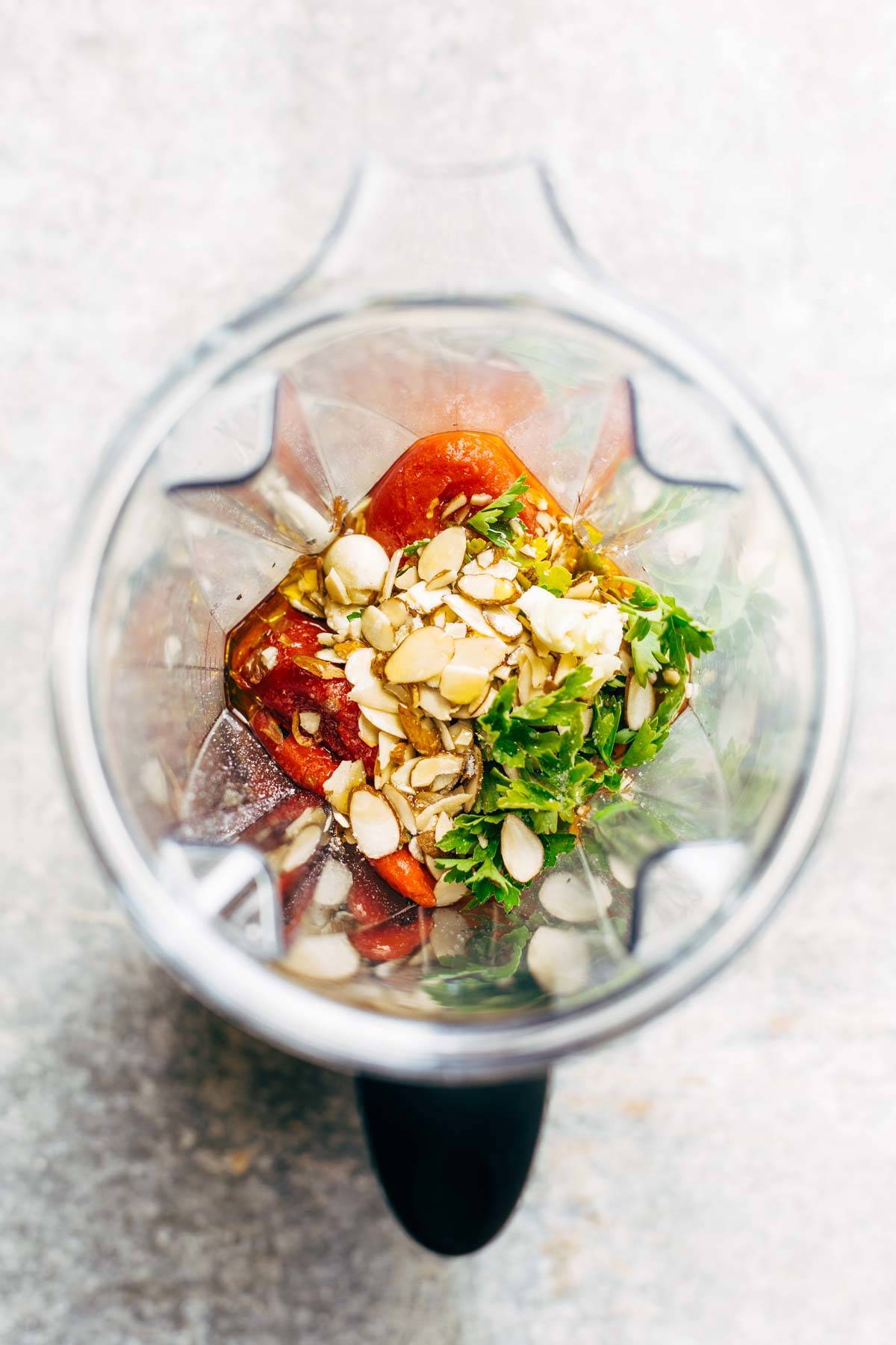 Romesco Sauce Ingredients in a blender.