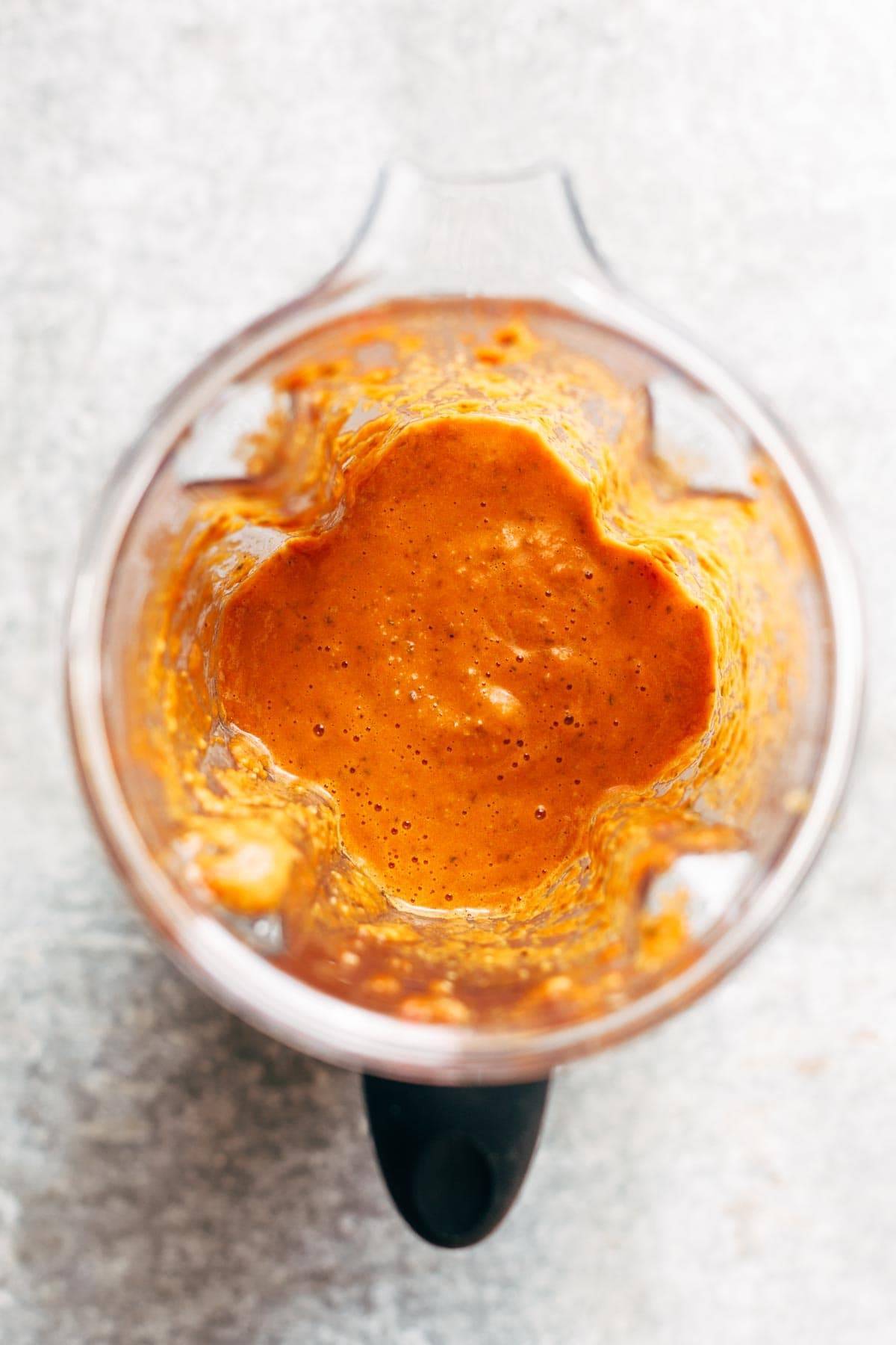 Romesco Sauce in a blender.