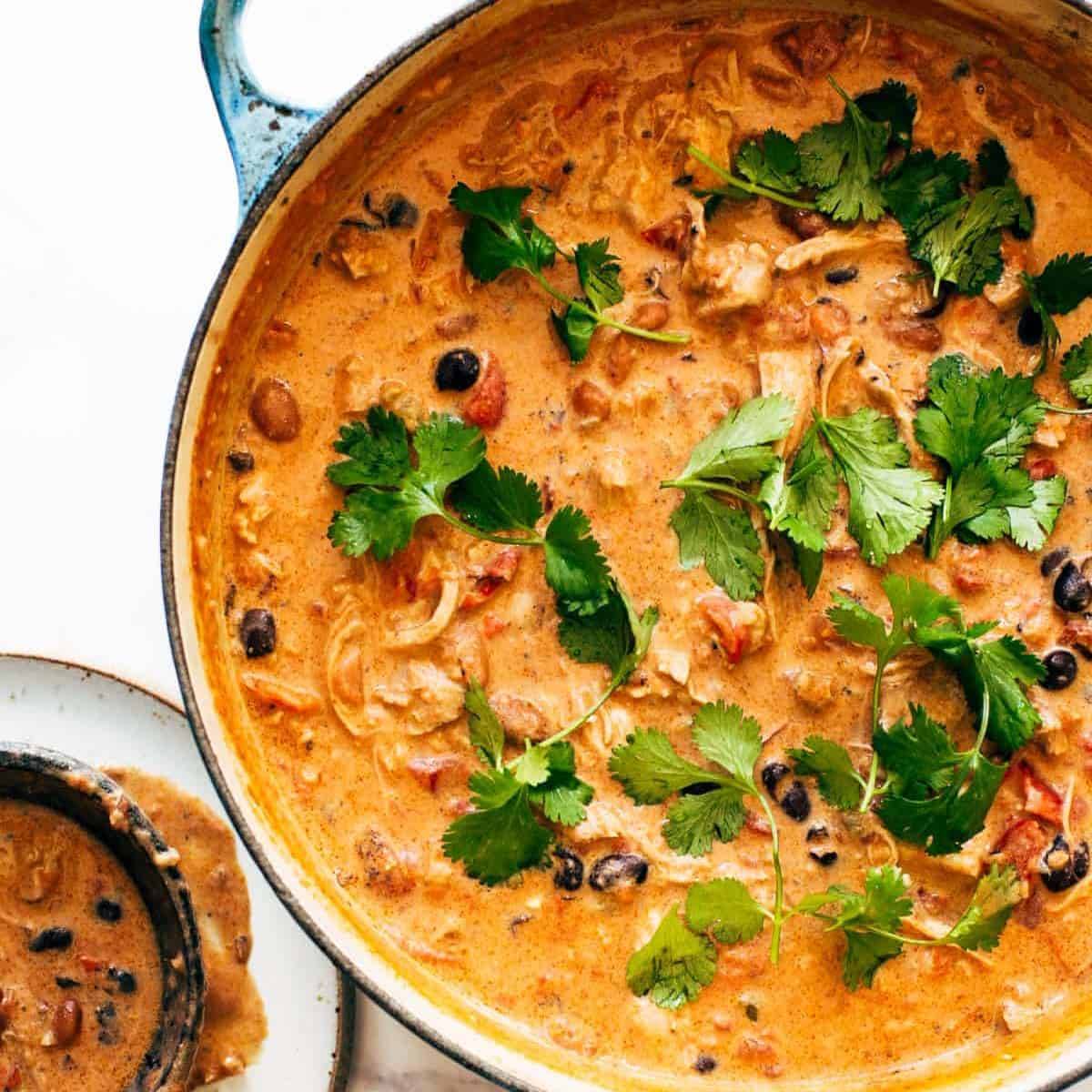 White chicken chili in a bowl.