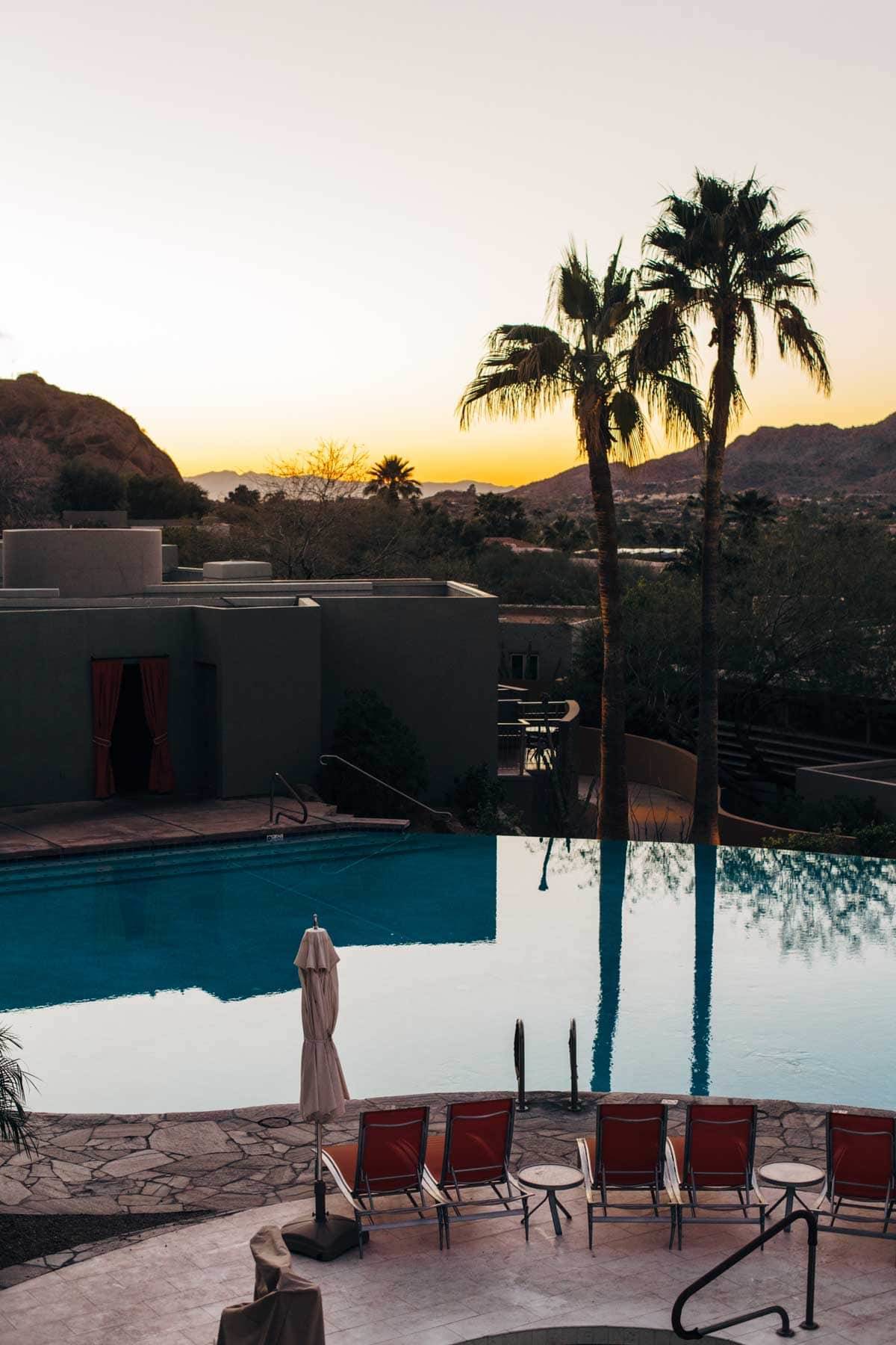 pool in Arizona during sunset