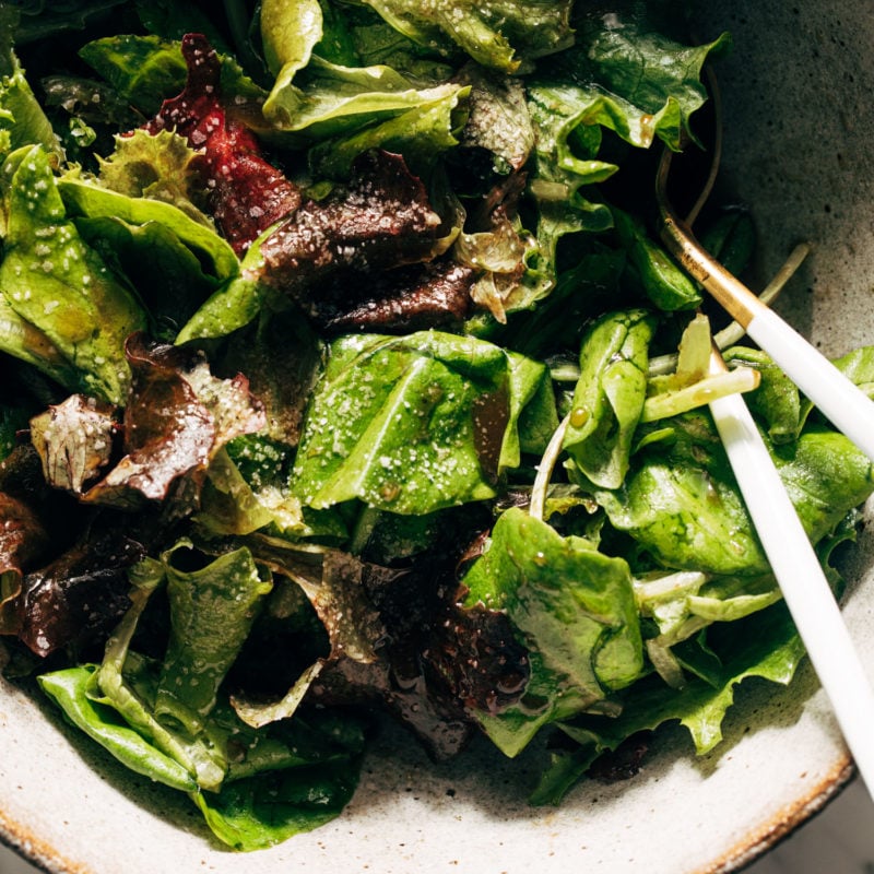 Simple green salad in a bowl