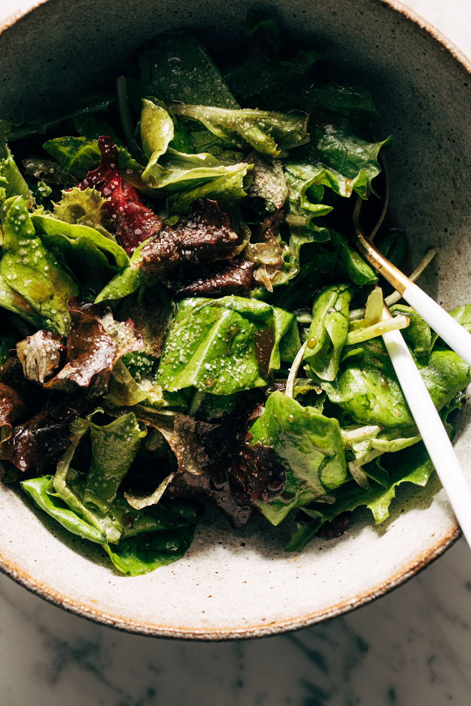 Simple green salad in a bowl