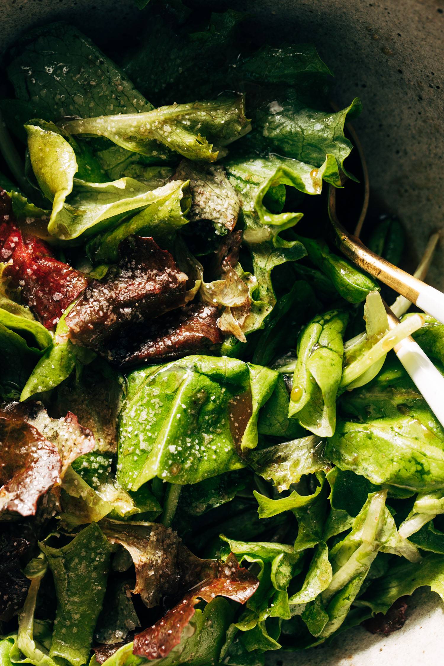 Salad greens in a bowl